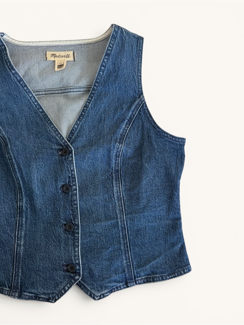 Madewell Indigo Blue Denim Button Vest - Picture 3 of 10